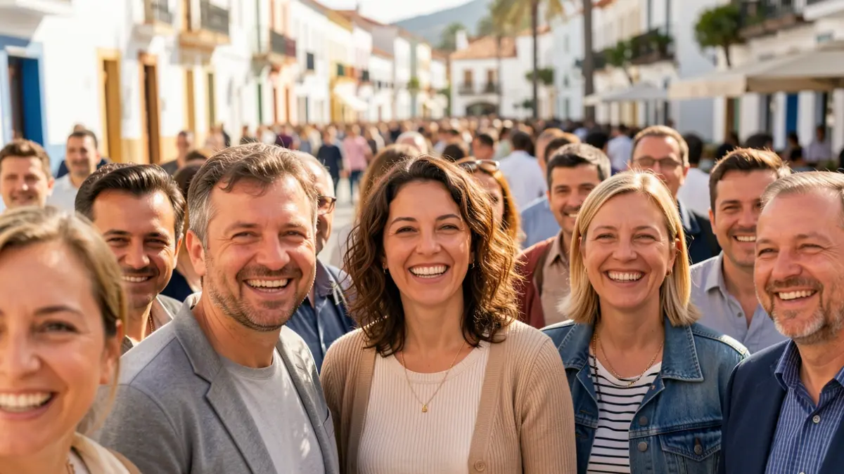 Residents of La Palma posing for a report on the Canary Islands Day.