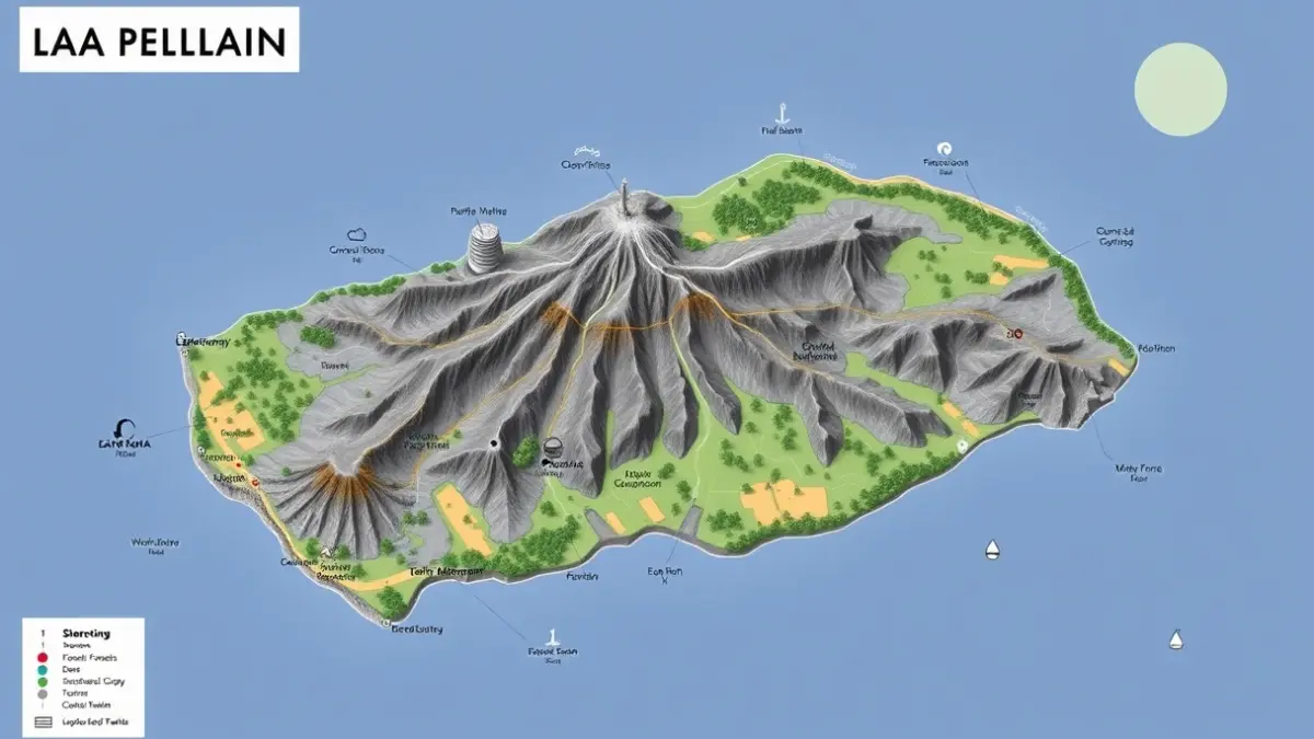 Mapa conceptual de La Palma destacando sus atractivos turísticos de alto valor.