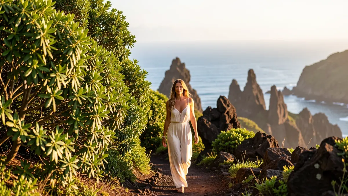 Imagen de Irina Shayk en un bosque de La Palma para la campaña de El Corte Inglés.