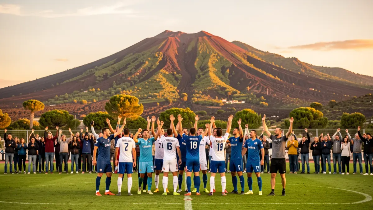Imagen genérica de un equipo de fútbol celebrando un ascenso en La Palma.