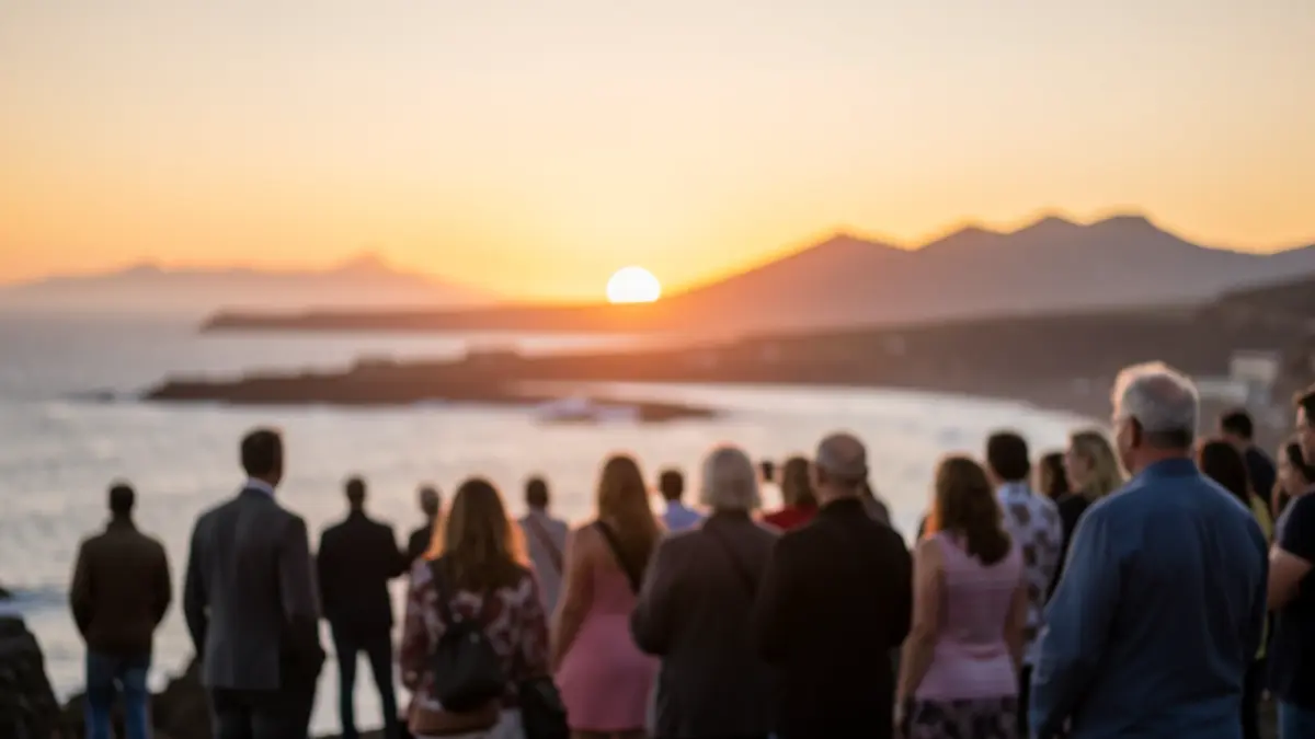 Imagen genérica de un carrete de película con el paisaje de Tenerife al atardecer.