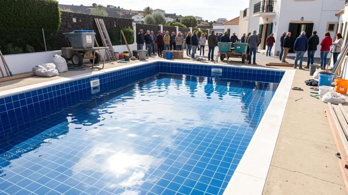 Generic image of a municipal swimming pool undergoing renovation.