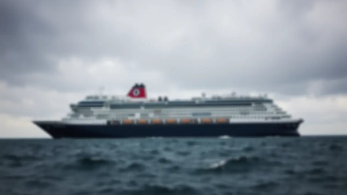 Image of a cruise ship at sea under a stormy sky, symbolizing the tension over the health crisis.