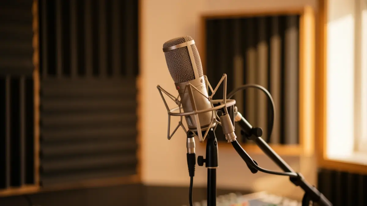 Imagen genérica de un micrófono de radio en un estudio.