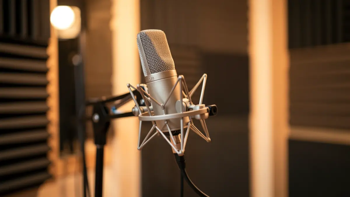 Generic image of a radio microphone in a studio.