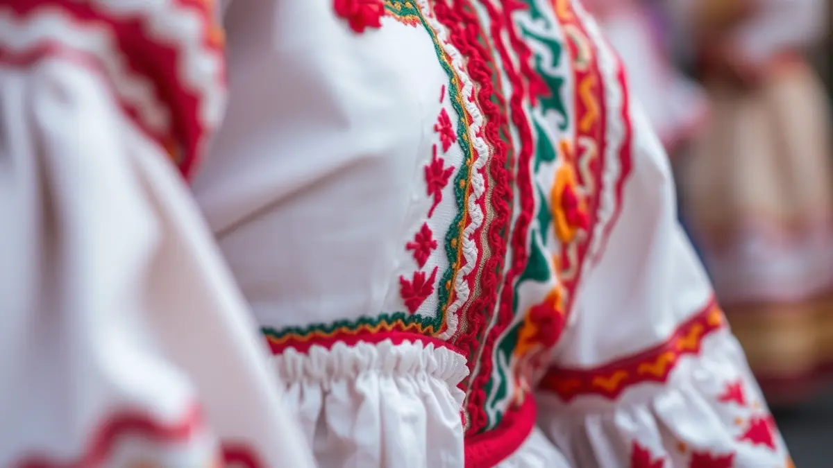 Image of a traditional Canarian costume, highlighting the details of the attire.