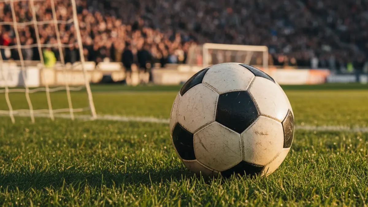 Generic image of a soccer ball on a stadium pitch.