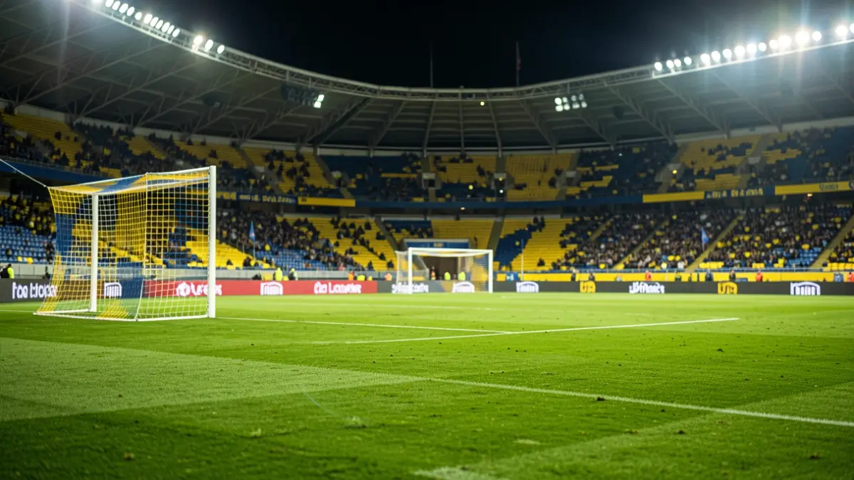 Imagen genérica de un campo de fútbol con luces de estadio.