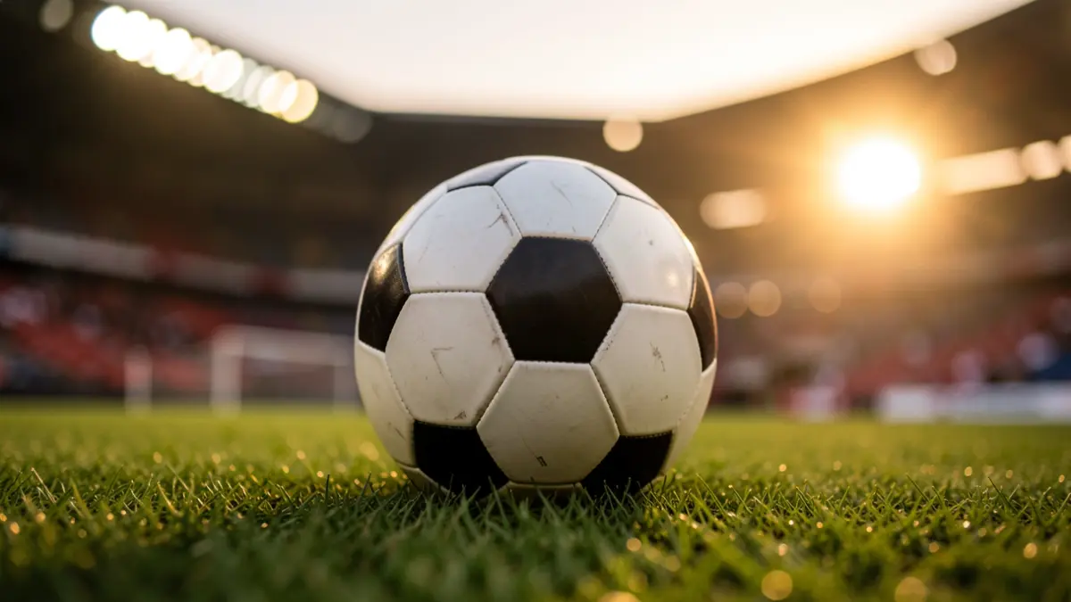 Generic image of a soccer ball on a stadium pitch.
