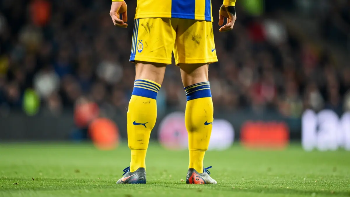 Jugador de fútbol de la UD Las Palmas en el campo.