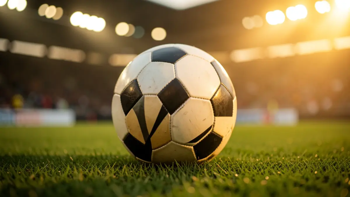 Generic image of a soccer ball on a stadium pitch.