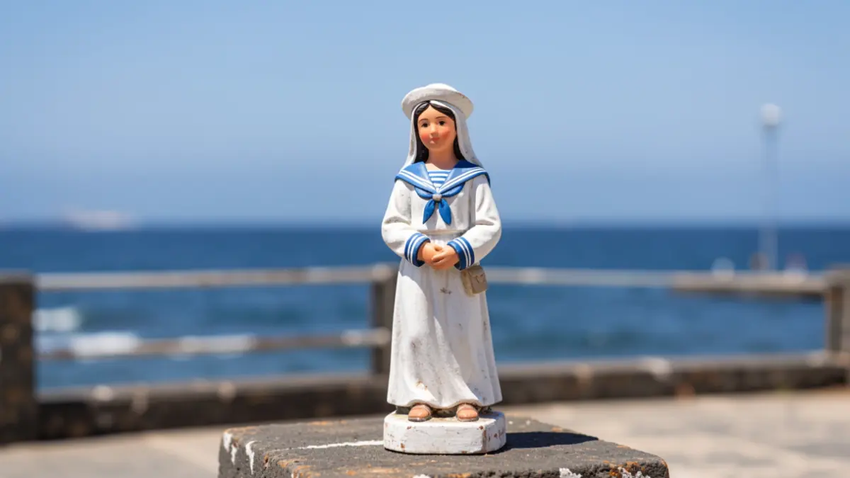 Imagen de la Virgen del Carmen en el muelle de Arguineguín, Gran Canaria.