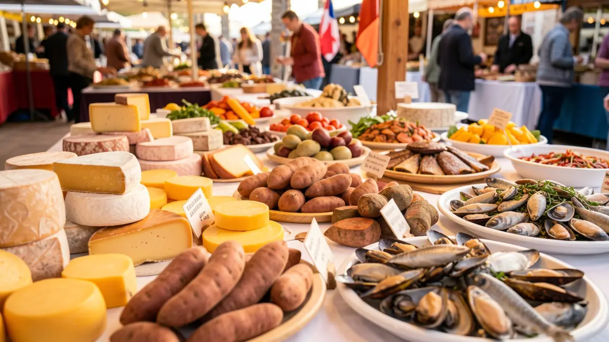 Display of Lanzarote's gastronomic products at a festival.