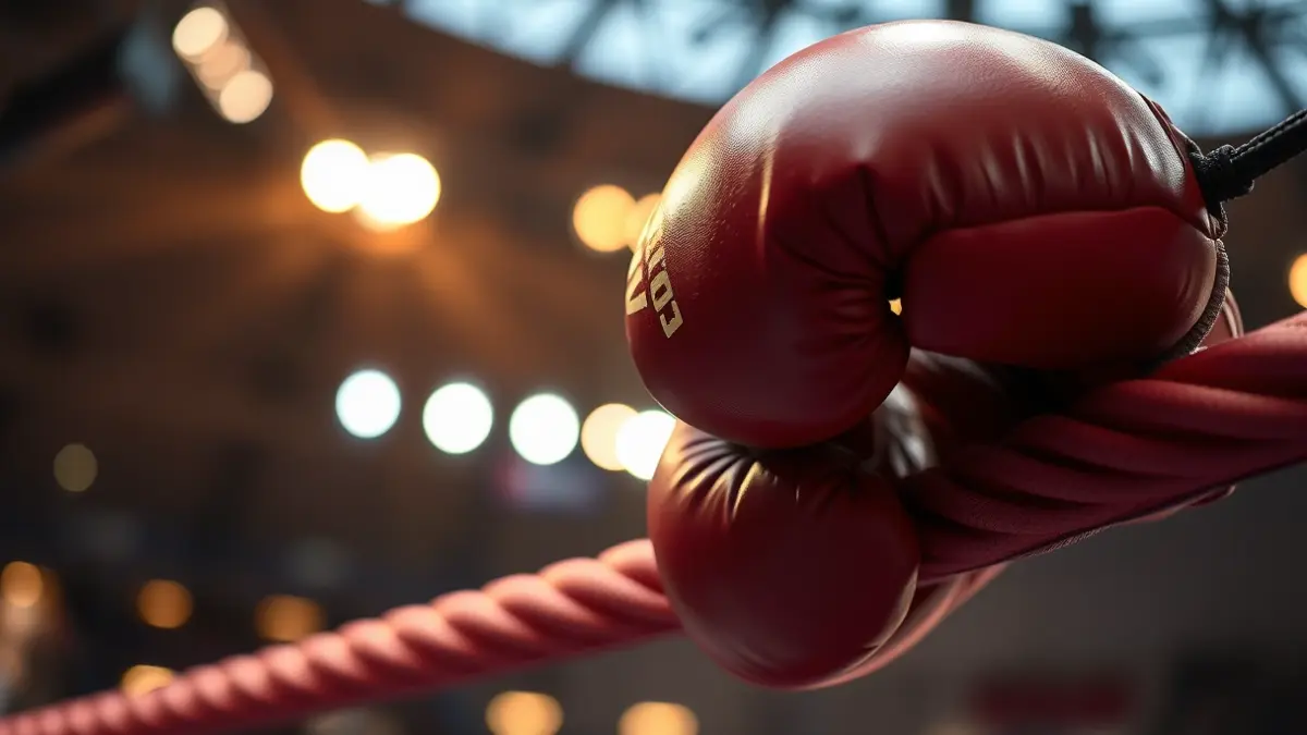 Imagen genérica de unos guantes de boxeo en un ring.