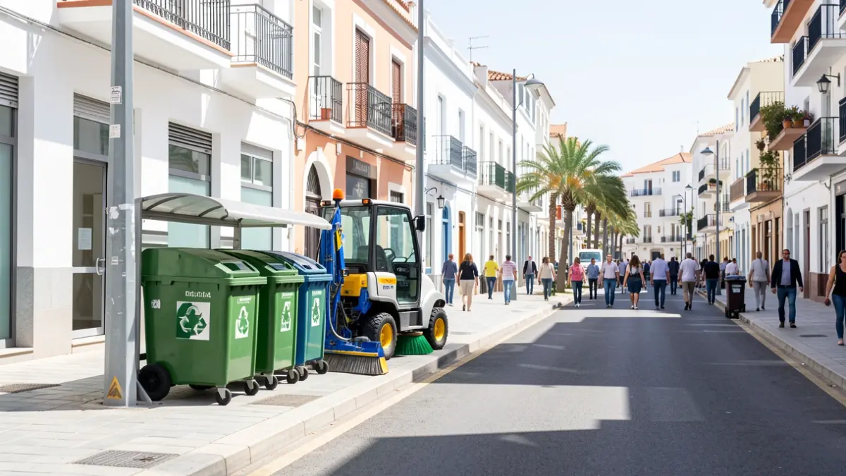 Imagen genérica de servicios de limpieza urbana en una calle de Canarias.