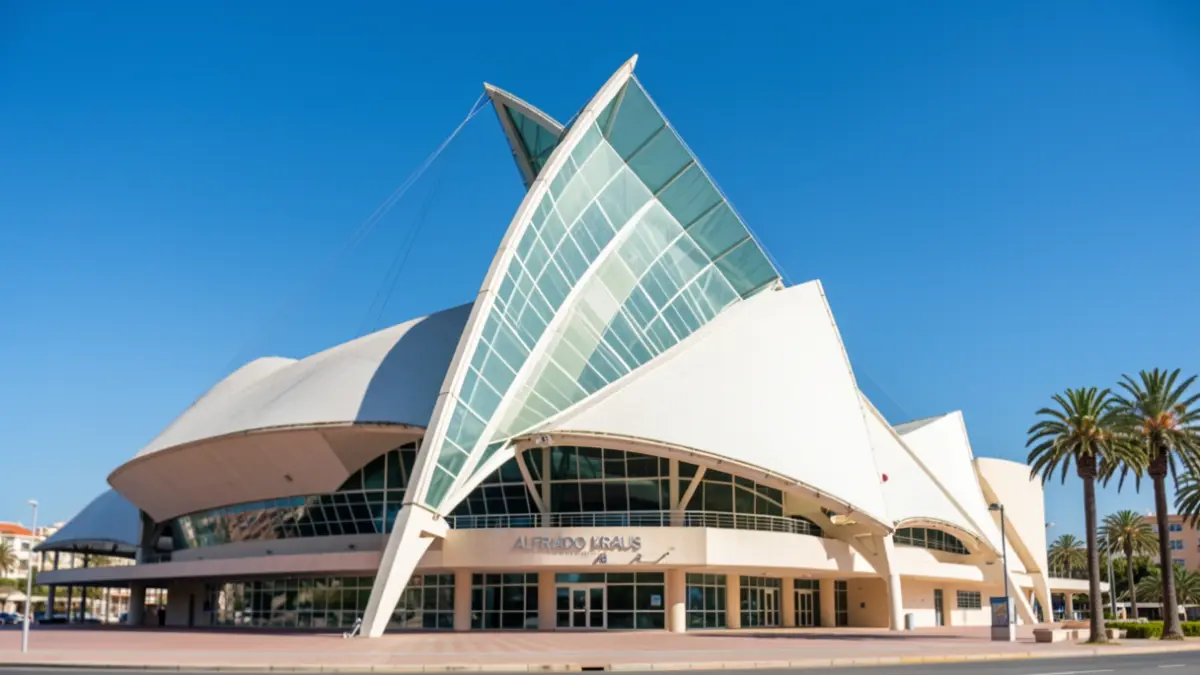 Facade of the Alfredo Kraus Auditorium in Las Palmas de Gran Canaria.