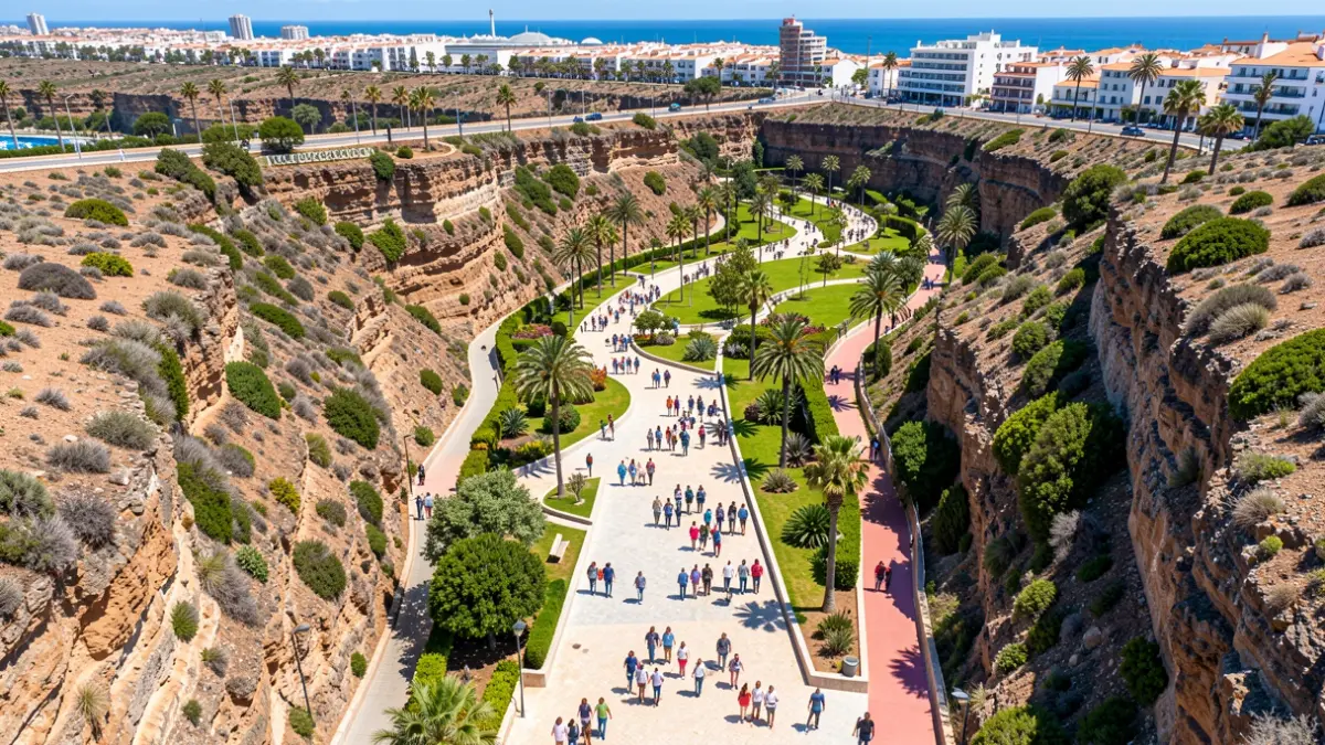 Aerial view of the Paseo Guiniguada project in Las Palmas de Gran Canaria.