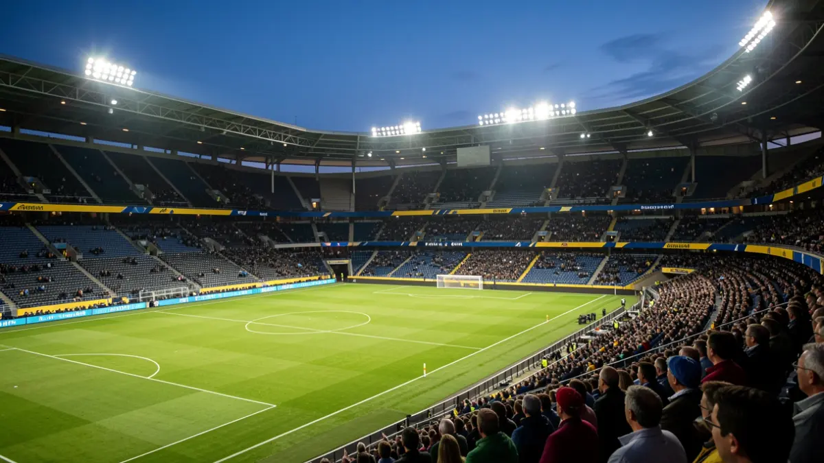 Generic image of a football stadium at dusk.