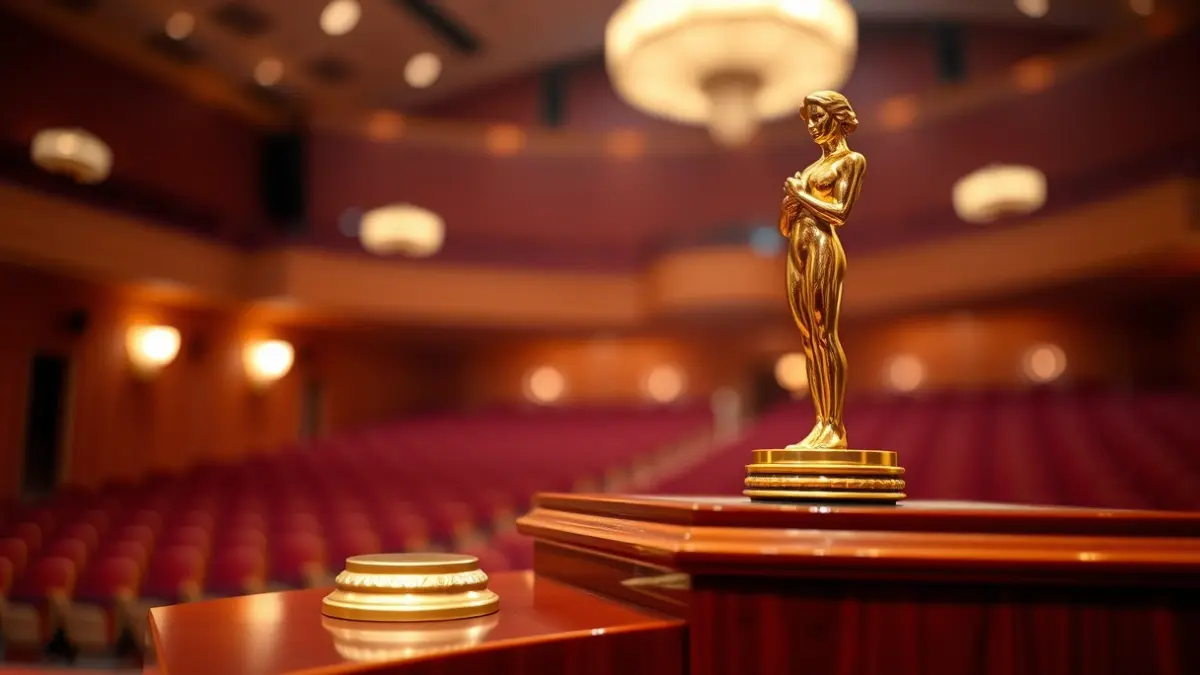 Golden Lady Harimaguada de Oro award statuette on a podium.
