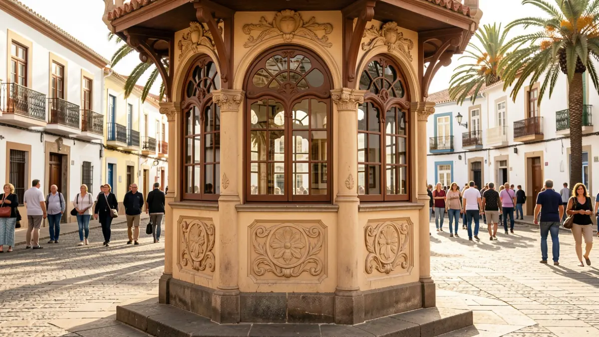 View of the historic municipal kiosk located in the Plaza de La Luz in Los Silos.
