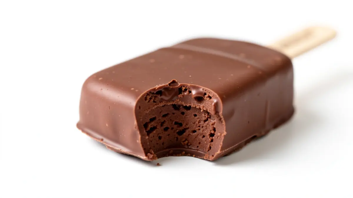 Primer plano de un helado Magnum cubierto de chocolate belga.