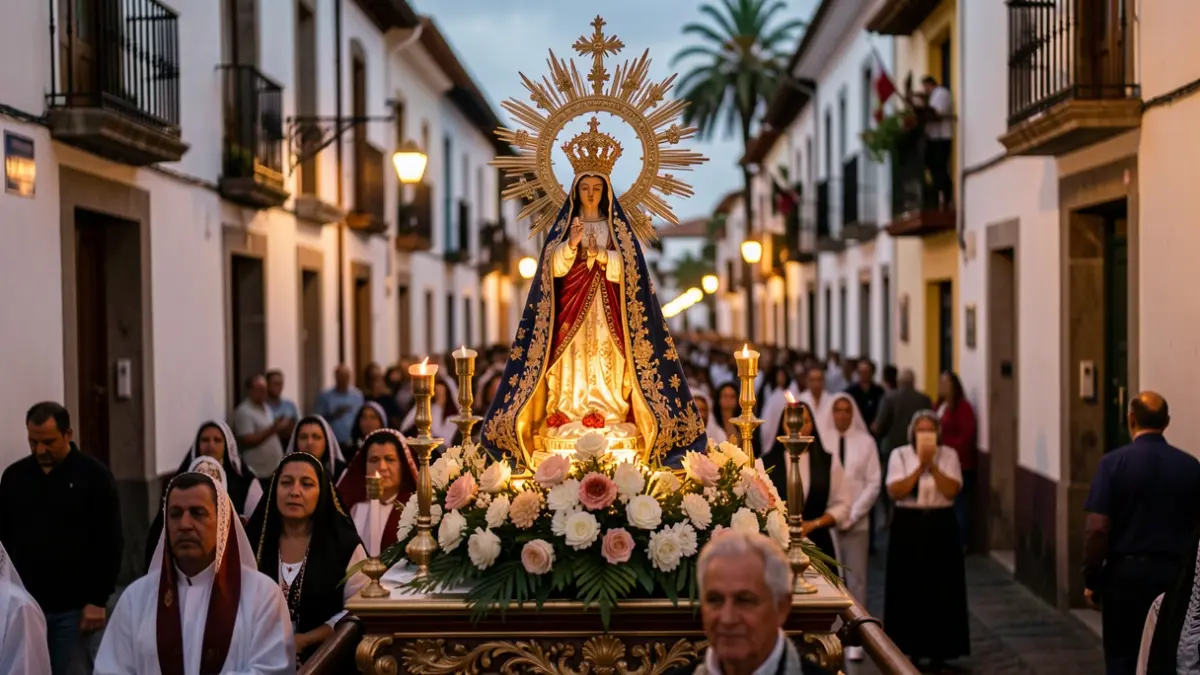 Procesión de María Auxiliadora por las calles del barrio de El Toscal en Santa Cruz de Tenerife.