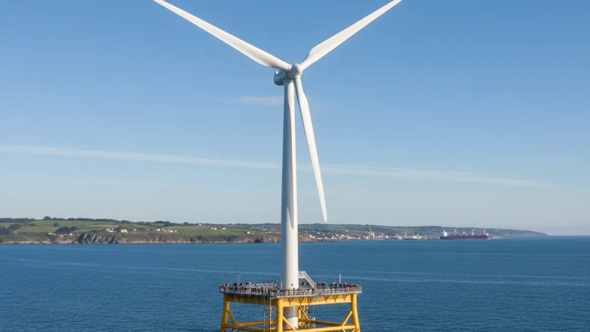 Generic image of a floating offshore wind turbine in the ocean.