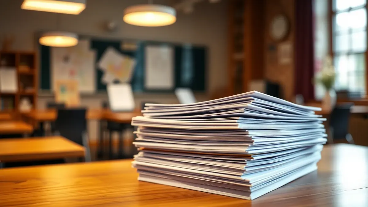 Generic image of official documents on a desk, symbolizing administrative and educational processes.