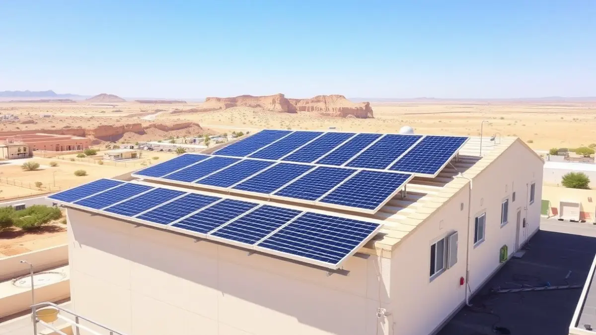 Paneles solares en la azotea de un edificio comercial en Gran Canaria.