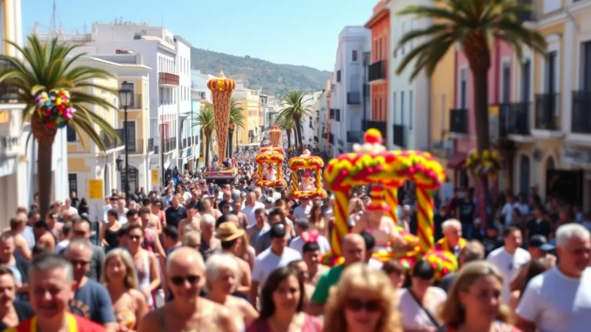 Generic image of a festive parade in a sunny coastal setting.