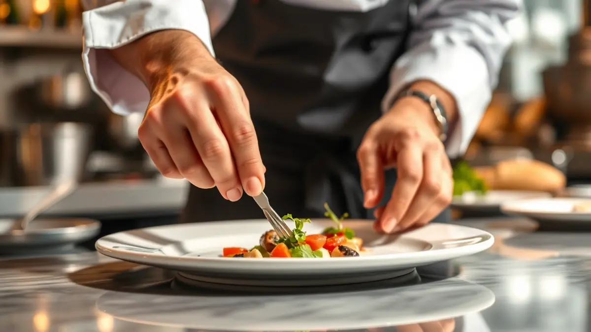 Imagen genérica de un chef emplatando un plato de alta cocina.