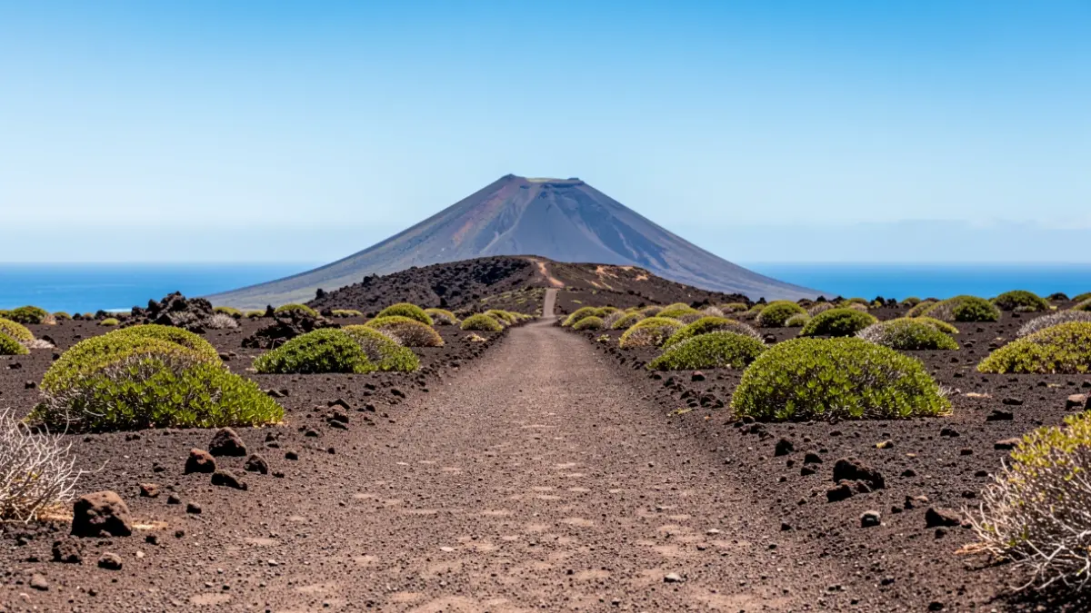 Path ascending the volcano on Lobos islet.