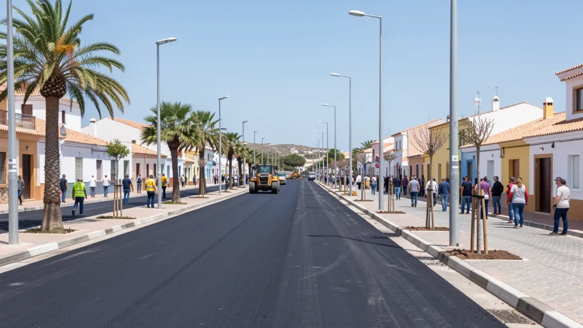 Imagen genérica de obras de asfaltado y mejora de infraestructuras en Mogán, Gran Canaria.
