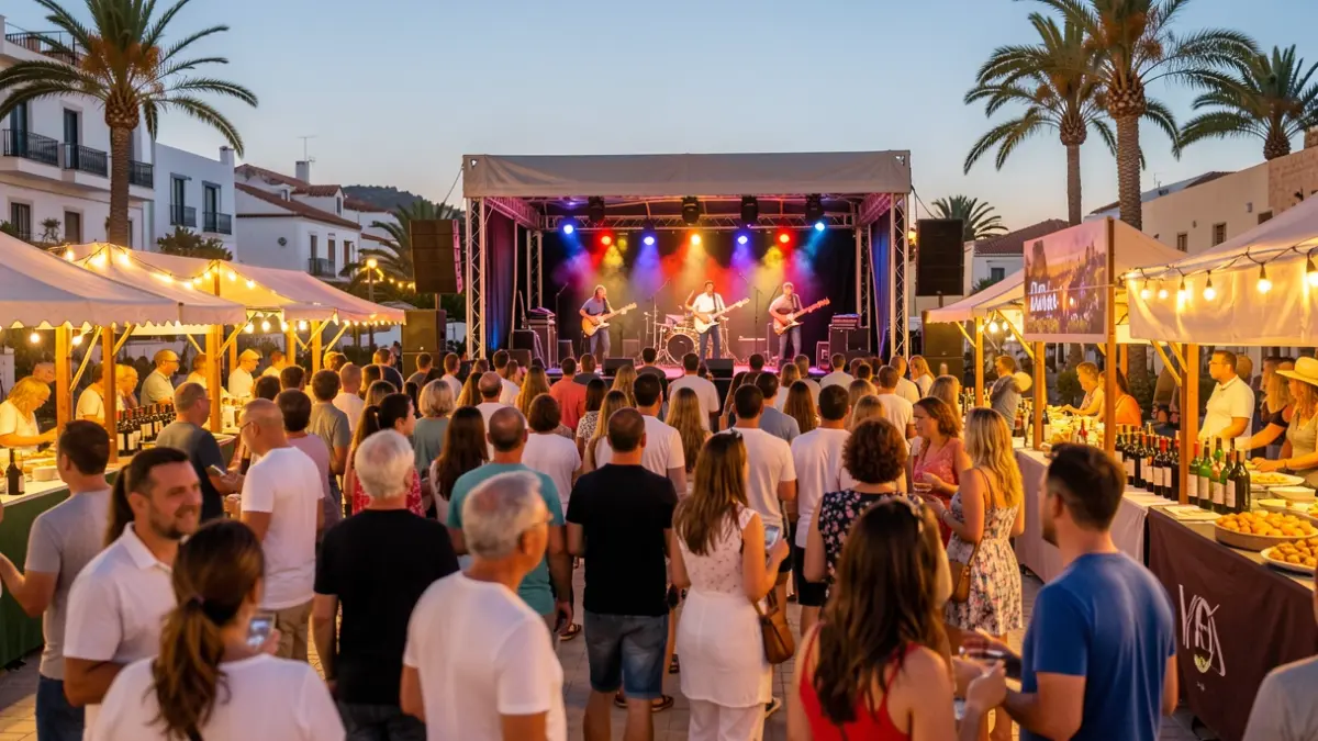 Generic image of a music and wine festival at sunset in the Canary Islands.