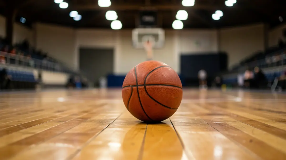 Imagen genérica de una cancha de baloncesto con un balón.
