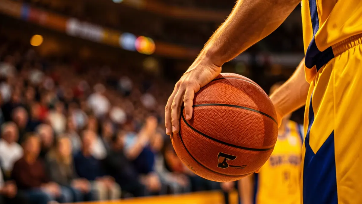 Basketball player from CB Gran Canaria holding a ball.