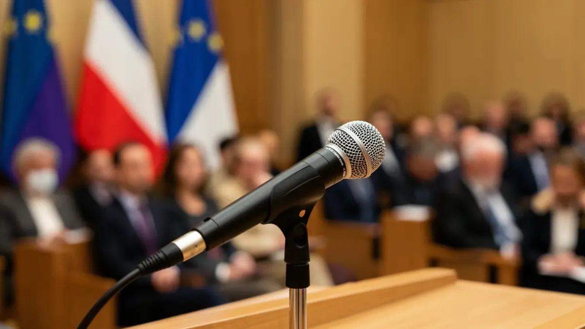 Generic image of a microphone on a podium.