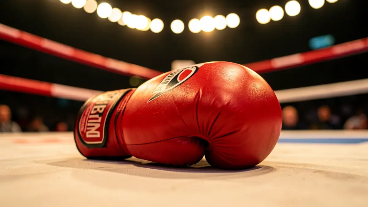 Imagen genérica de un guante de boxeo en un ring.