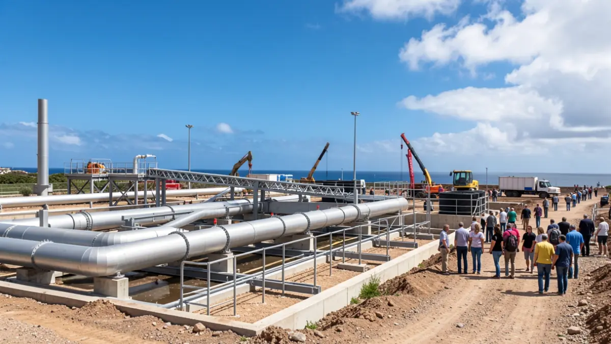 Image of wastewater treatment and sanitation improvement works in Tenerife.