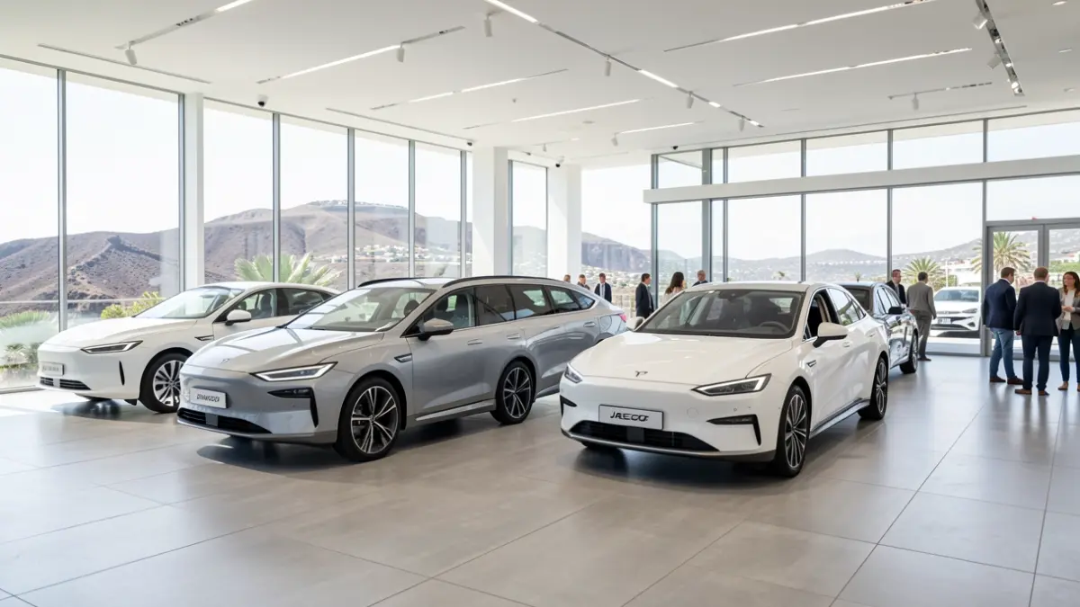 Imagen genérica de un concesionario moderno de coches eléctricos en Canarias.