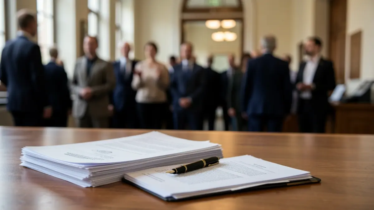 Official documents on a desk in a municipal office.