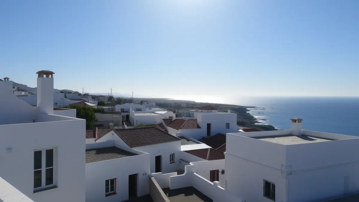 Image of a sunny day in a coastal town in Fuerteventura.