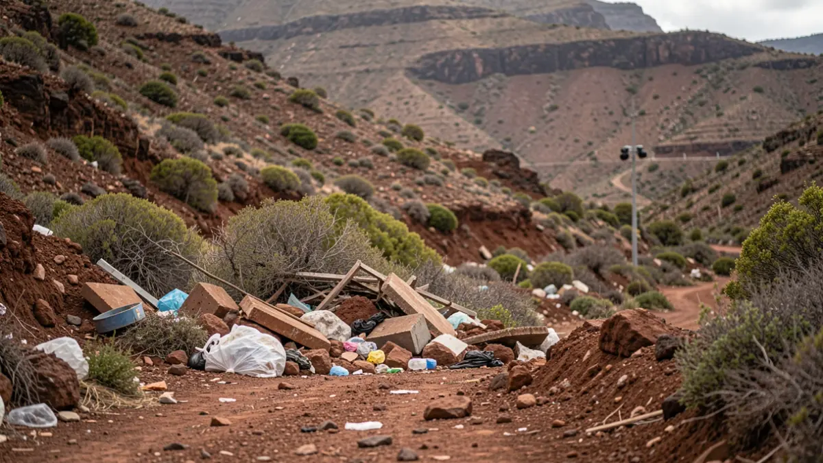 Generic image of illegal debris in a protected mountain area in El Paso.