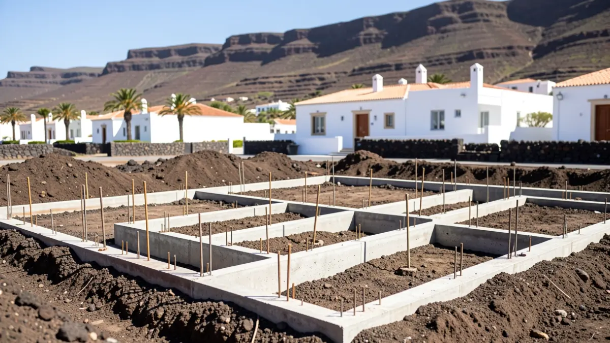 Construction work for affordable housing in Puerto del Rosario, Fuerteventura.