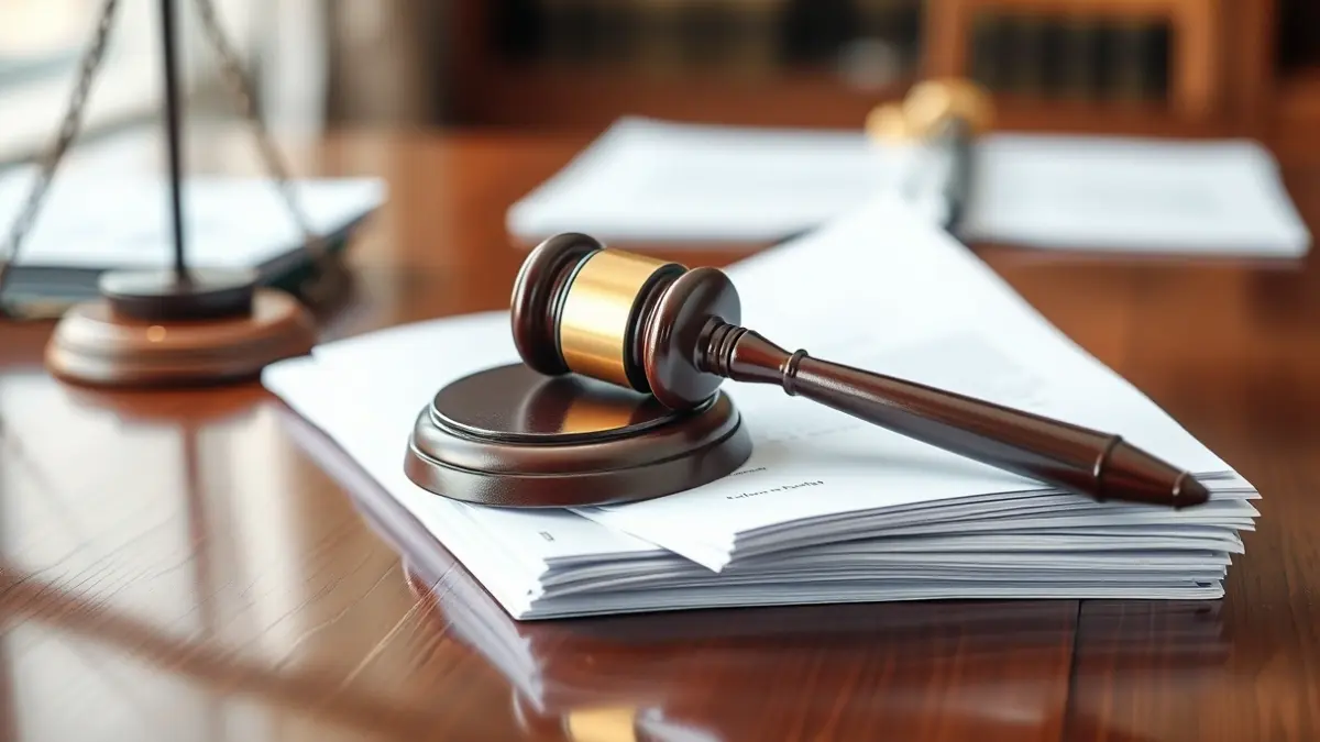 Imagen genérica de un mazo de juez sobre documentos legales, simbolizando una decisión judicial.