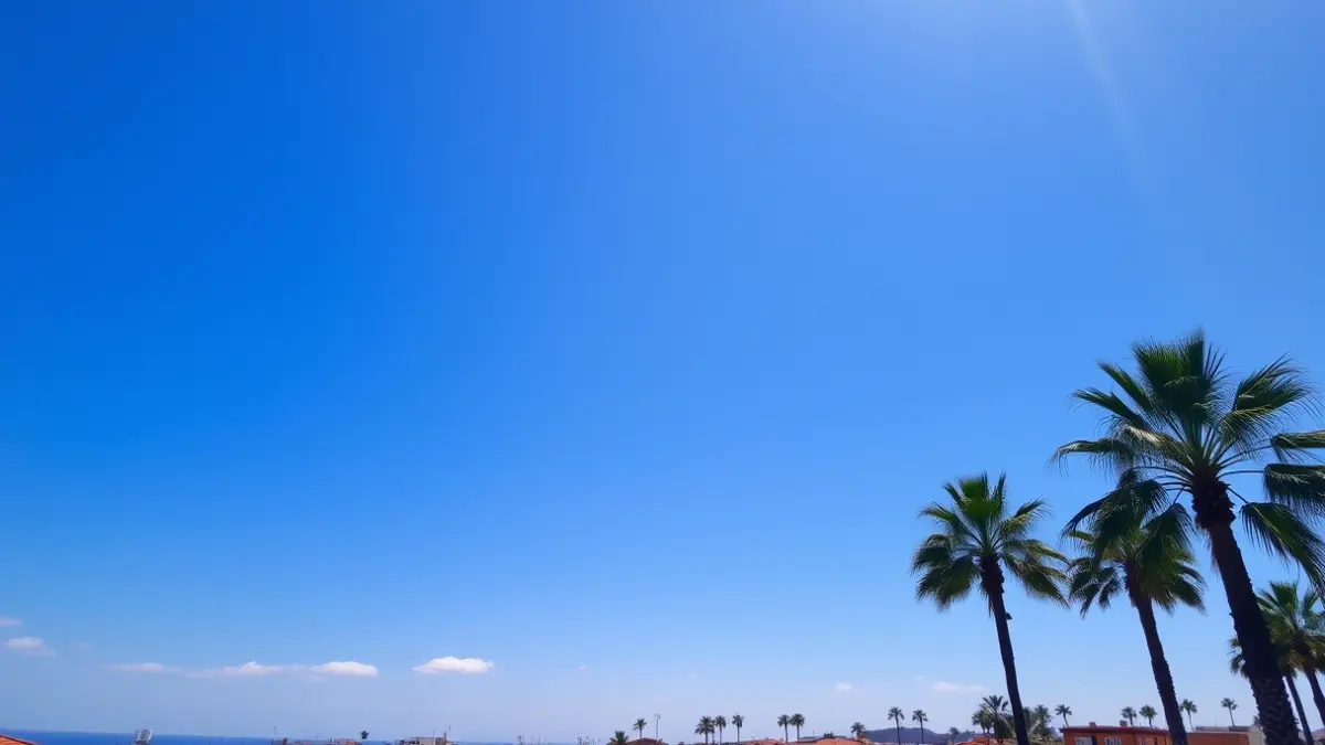Imagen genérica de un cielo despejado sobre una localidad costera en Tenerife.