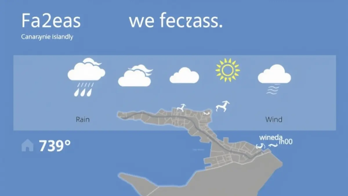 Imagen genérica de una previsión meteorológica con símbolos de nubes, lluvia y viento.
