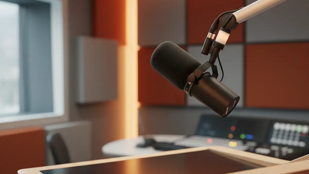 Imagen genérica de un micrófono en un estudio de radio.