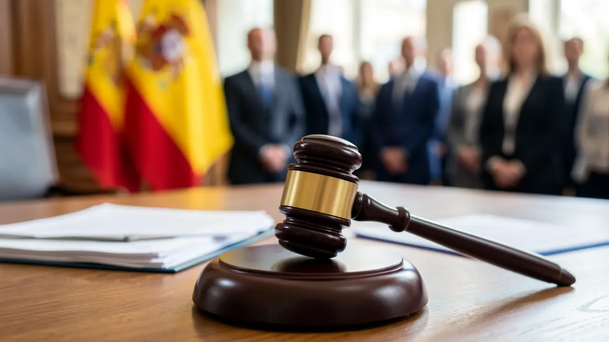 Generic image of a judge's gavel on a desk with documents.