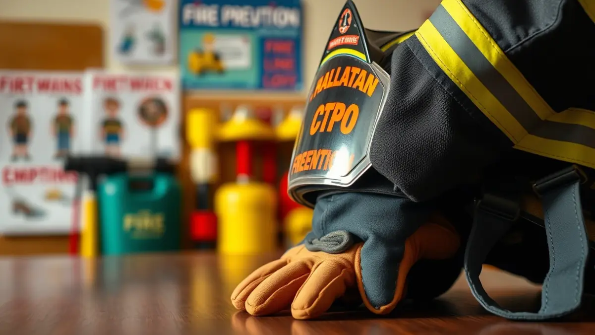 Generic image of forest firefighter equipment and prevention materials.